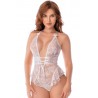 Body blanc en dentelle avec dos ouvert et encolure halter – Mapalé