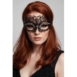 Masque vénitien Giulia rigide noir avec strass - HMJ-035BK