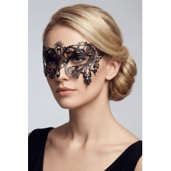 Masque vénitien Bianca rigide doré avec strass - HMJ-047BK