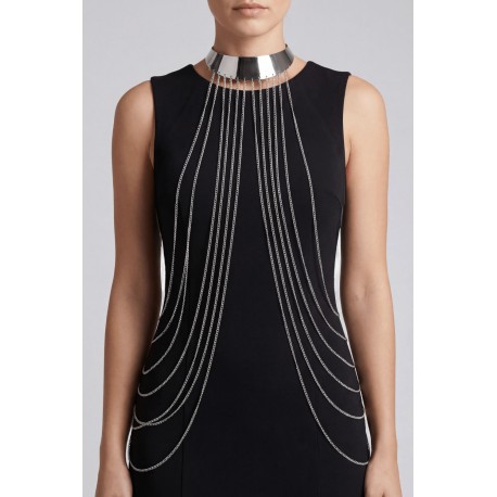 Tour de cou bijou avec chaines de corps argenté - BCHA001SIL