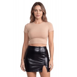 Jupe sexy courte noire wetlook Alessia - LSL4-SBLK