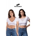 Top sexy court blanc bi matière réversible - LTK2-WHT