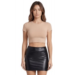 Jupe noire en simili cuir mat Sifia - LSL5-S