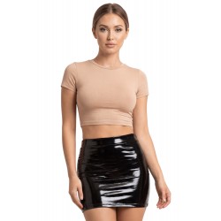 Jupe noire en simili cuir avec zip Lara - LSL6-S