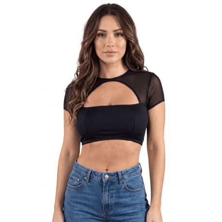Top court noir échancré sur le devant - LTK1-BLK