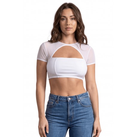 Top court blanc échancré sur le devant - LTK1-WHT