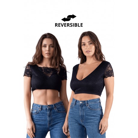 Top court noir bi matière réversible - LTK2-BLK