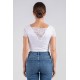Top sexy court blanc bi matière réversible - LTK2-WHT