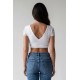 Top sexy court blanc bi matière réversible - LTK2-WHT