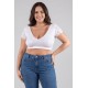 Top sexy court blanc bi matière réversible - LTK2-WHT
