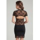 Robe courte col dentelle Athéna - LDC06BLK