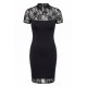 Robe courte col dentelle Athéna - LDC06BLK