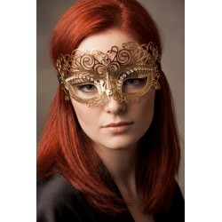 Masque vénitien Giulia rigide doré avec strass - HMJ-035B