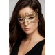 Masque vénitien Alba rigide doré avec strass - HMJ-039B