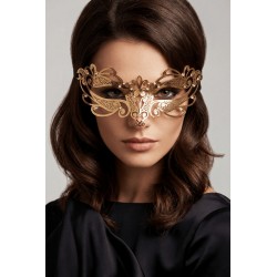 Masque vénitien Gaia rigide doré avec strass - HMJ-061B
