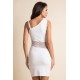 Robe blanche asymétrique avec dentelle Paola - LDR3WHT
