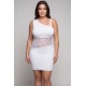 Robe blanche asymétrique avec dentelle Paola - LDR3WHT