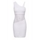 Robe blanche asymétrique avec dentelle Paola - LDR3WHT