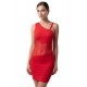 Robe rouge asymétrique avec dentelle Paola - LDR3RED