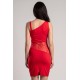 Robe rouge asymétrique avec dentelle Paola - LDR3RED