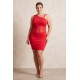 Robe rouge asymétrique avec dentelle Paola - LDR3RED