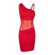 Robe rouge asymétrique avec dentelle Paola - LDR3RED
