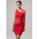Robe rouge asymétrique avec dentelle Paola - LDR3RED