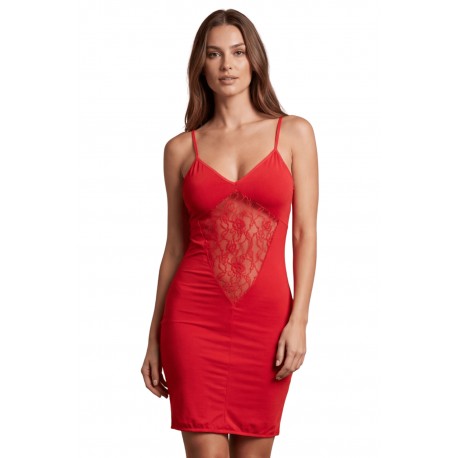 Robe décollectée rouge Emilia - LDR11RED
