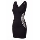 Robe noire avec ouverture filet sur les côtés - Léa - LDR6BLK