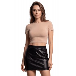 Jupe courte simili cuir noir Paula - LSL1-SBLK