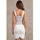 Robe sensuelle et habillée avec maille transparente blanche - LDP1WHT