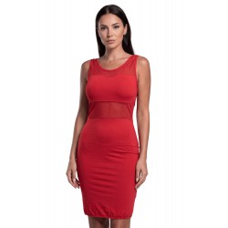 Robe sensuelle et habillée avec maille transparente rouge - LDP1RED