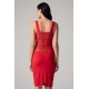 Robe sensuelle et habillée avec maille transparente rouge - LDP1RED