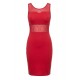 Robe sensuelle et habillée avec maille transparente rouge - LDP1RED