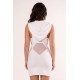 Robe blanche sensuelle avec capuche et bandeau poitrine Adriana - LDP2WHT