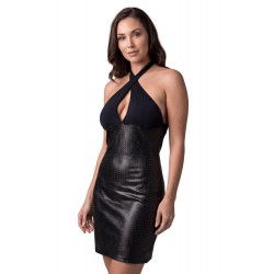 Robe noire simili cuir Margot - LDL3BLK
