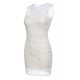 Robe simili cuir et dentelle blanche Lydia - LDL12WHT