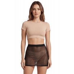 Jupe noire en résille transparente Maya - LSN1