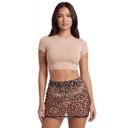 Jupe en résille transparente imprimé léopard Clara - LSN2