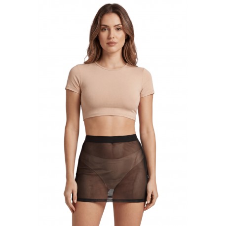 Jupe noire en résille transparente Maya - LSN1