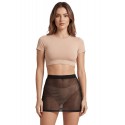 Jupe noire en résille transparente Maya - LSN1