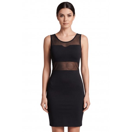 Robe cocktail avec maille transparente noire