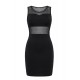 Robe cocktail avec maille transparente noire