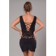 Robe cocktail empiècements dentelle et wetlook