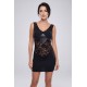 Robe cocktail empiècements dentelle et wetlook