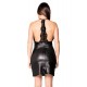 Robe cocktail simili cuir et dentelle