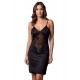 Robe cocktail noire empiècements dentelle